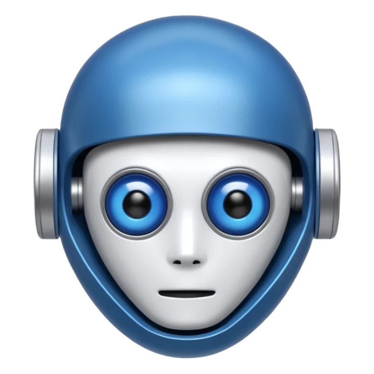 tête de robot cosmonaute bleu et blanc avec des yeux plié sticker