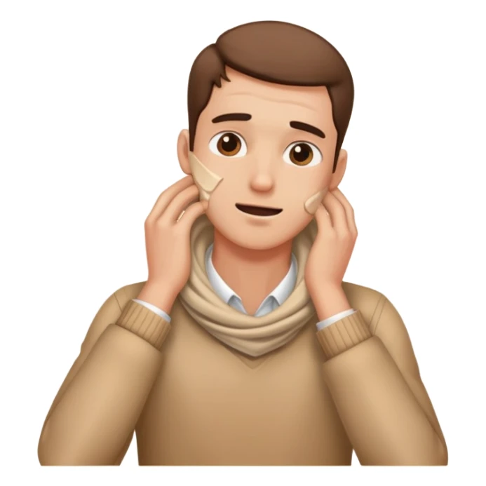 A guy with his hands around his neck crashing out sticker