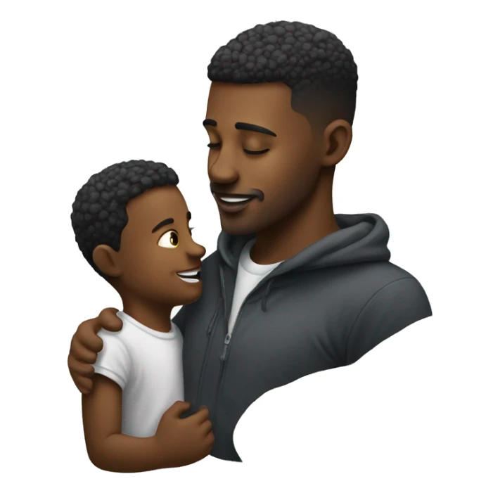 A man with a fade holding oil and a kid kissing it sticker