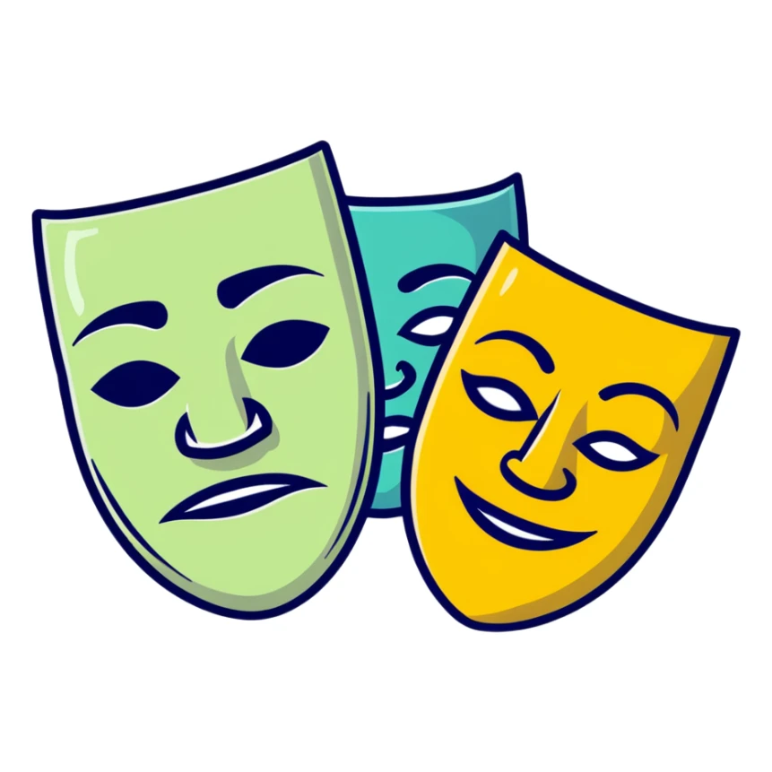 theatrical comedy and tragedy masks symbolizing parody sticker