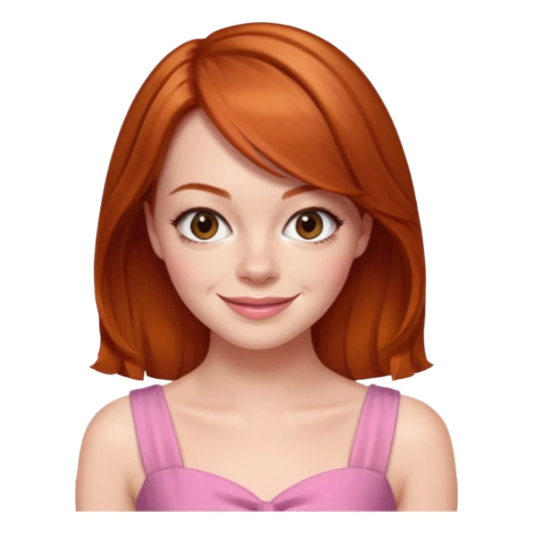 Emma Stone, orange brown hair, pink dress sticker