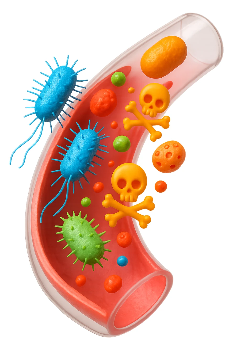 EMOJI STILE IPHONE 3D DI tossine e batteri che entrano in una vena umana E FALLO MOLTO REALISTICO IN 3D sticker