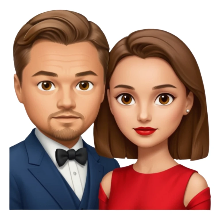 leonardo di caprio and Natalie Portman in a red dress sticker