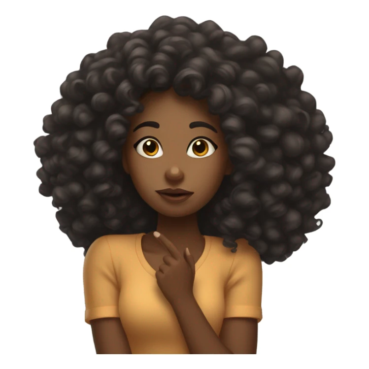 Black girl with curly hair blowing a kiss  sticker
