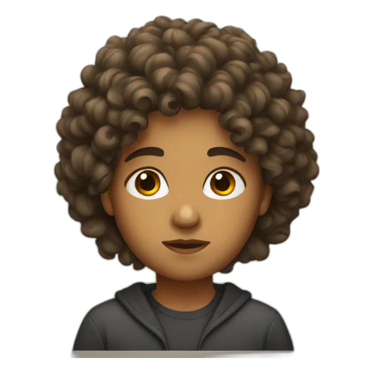 focused curly hair sticker