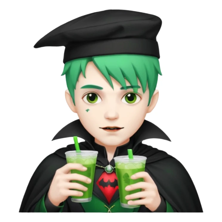 vampire men  green hair Drink holders with hat  sticker