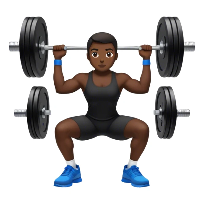 black clothes blue shoes barbell squats sticker