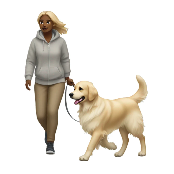 Woman walking a white golden retriever sticker
