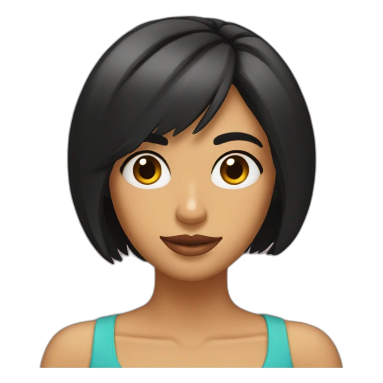 Chica morena con corte Bob y ojos achinados sticker