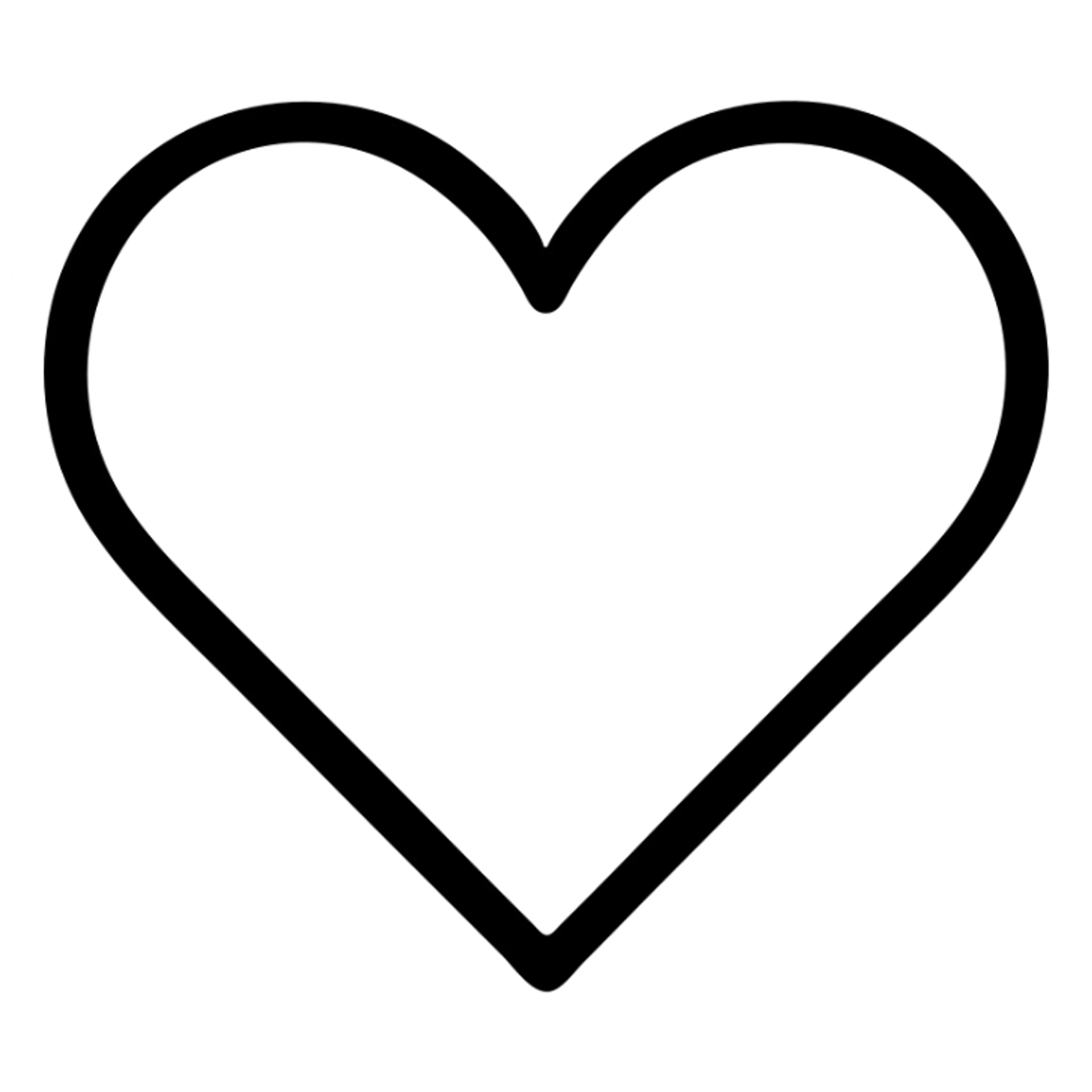 black outlined icon of a heart with white fill, purely symbolic, no text sticker