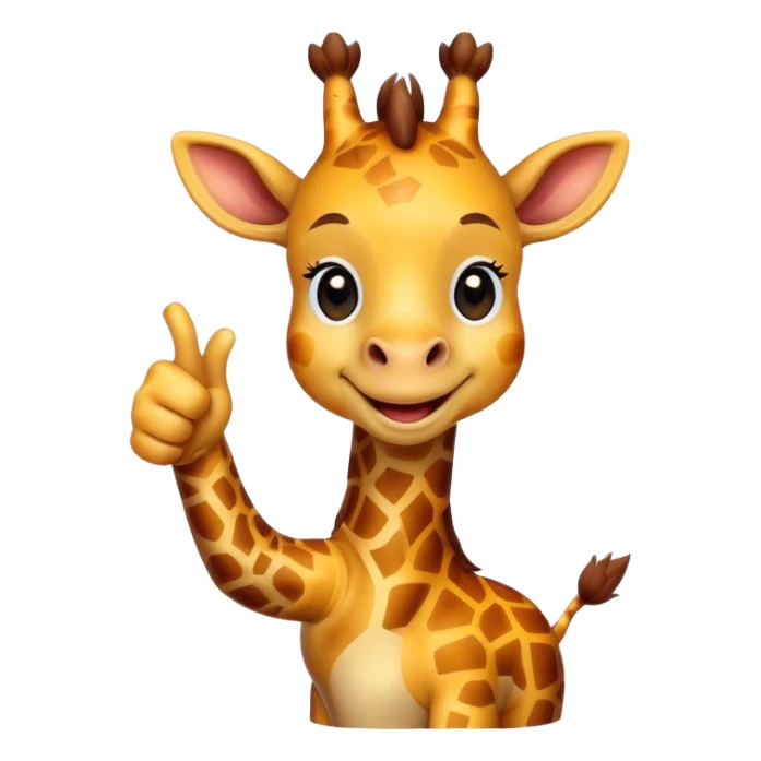 Cartoon dwarf giraffe with a smile, giving a thumbs-up sticker