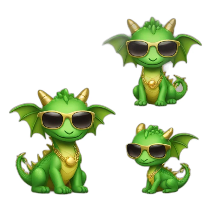 Cute dragons with gold necklaces and sunglasses. sticker