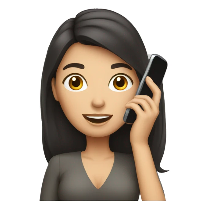 brunette woman calling on cell phone sticker