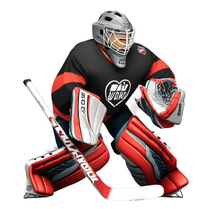 Goalie showing a heart sticker