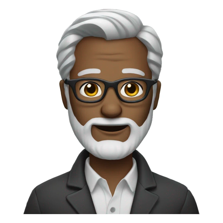 bearded man with graying hair and cat eye glasses sticker