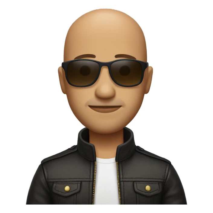 bald man with sunglasses , stubble, and leather jacket sticker