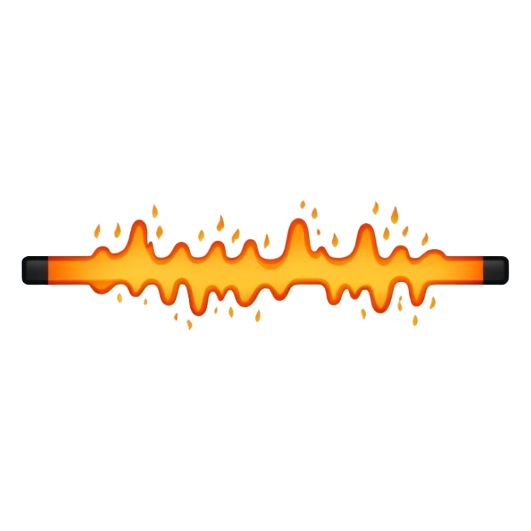 Give me a straight long horizontal burning orange line surrounded with black borders. Cool anime sticker