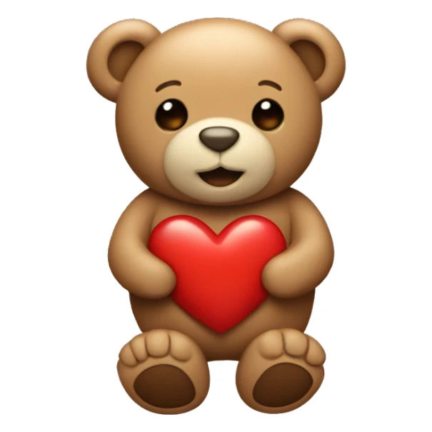 Heart in light brown with a teddy in the side sticker