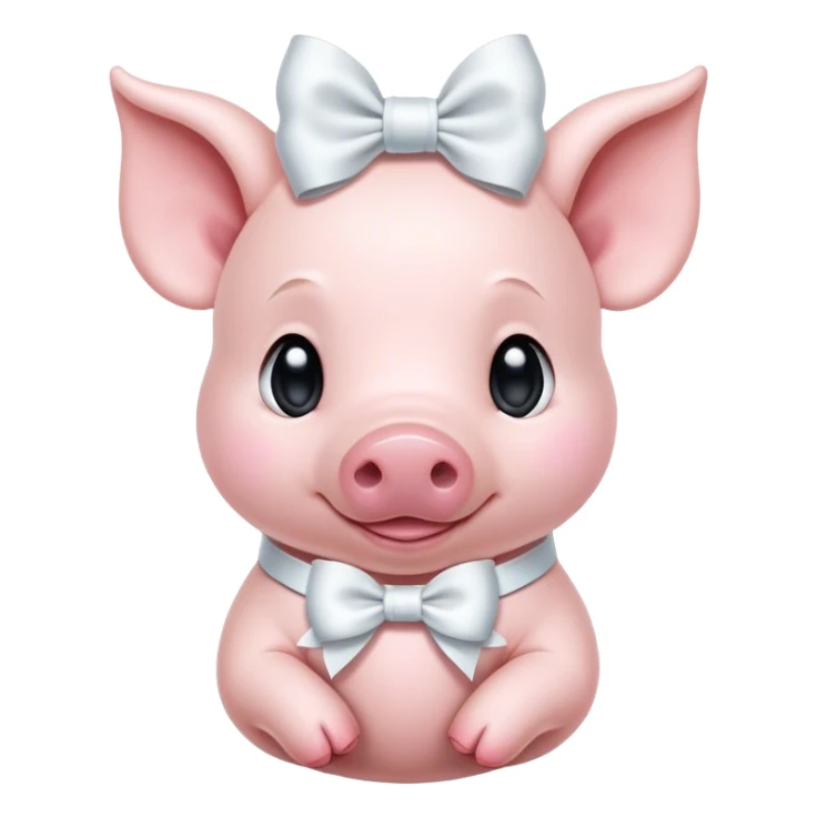 Cute light pink Piglet with big white bow around neck sticker