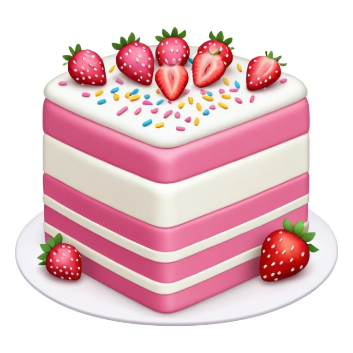 White and pink colored cake with strawberry on the corner side add some sprinkles on top and write a 'UNIS' word on top sticker