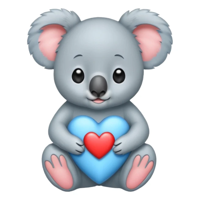 Baby cute koala with a heart blue sticker
