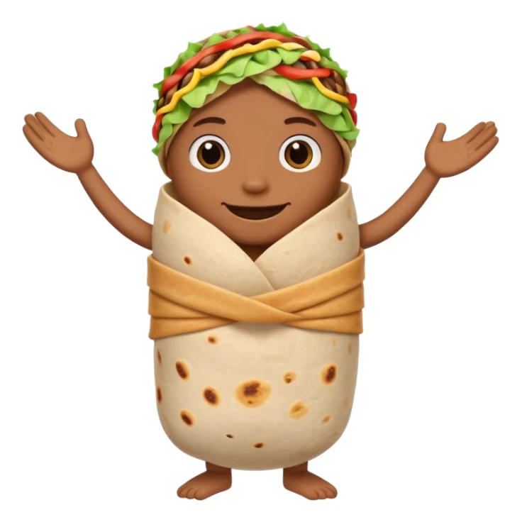 A burrito with arms and legs sticker