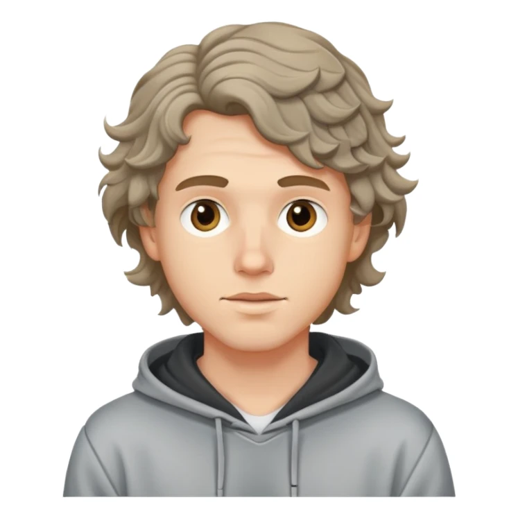 young white guy in a hoodie with wavy hair sticker