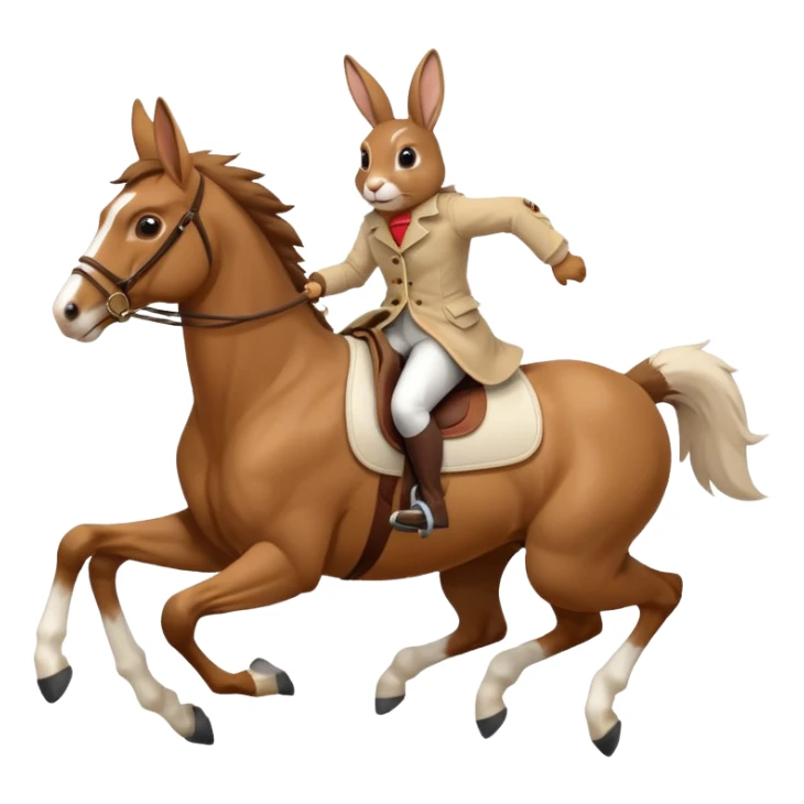 Exciting rabbit galloping on the back of a horse sticker