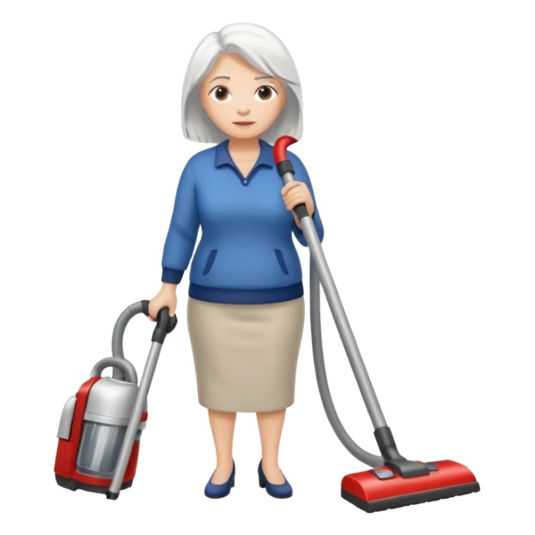 White hair cubby lady modern clothes older chubby ed lady vaccum sticker