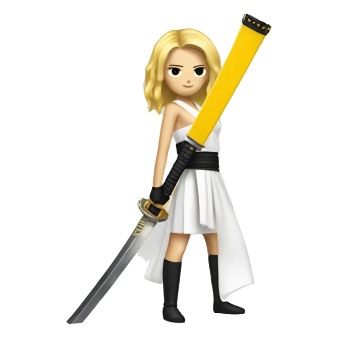 Kill bill blonde hair with katana across body sticker