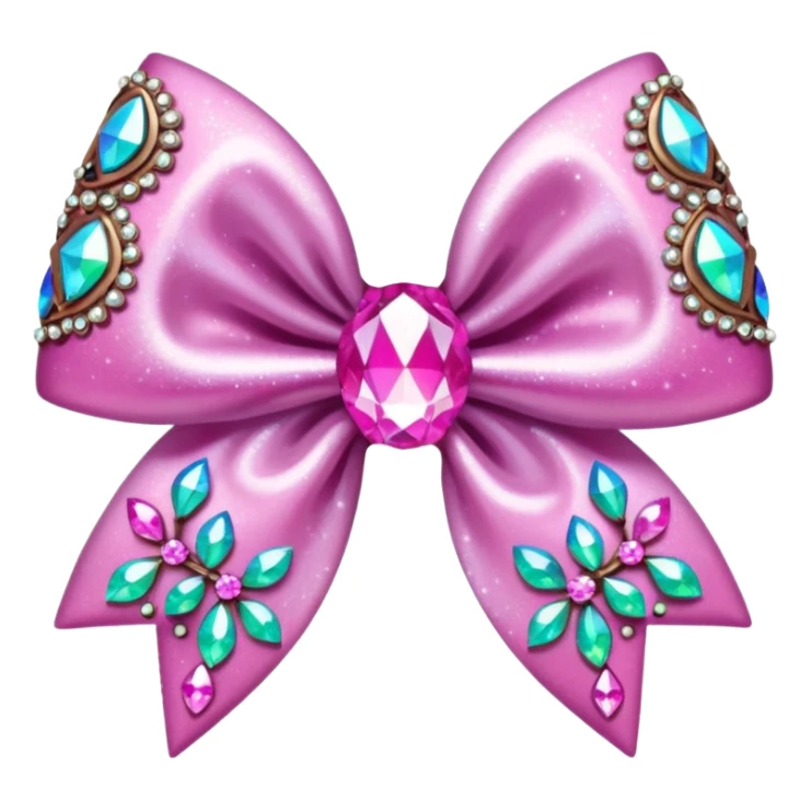 glitter pink crystal hair bow sticker