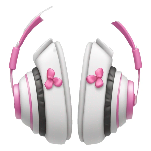 white headphones with small pink bows on each side  sticker