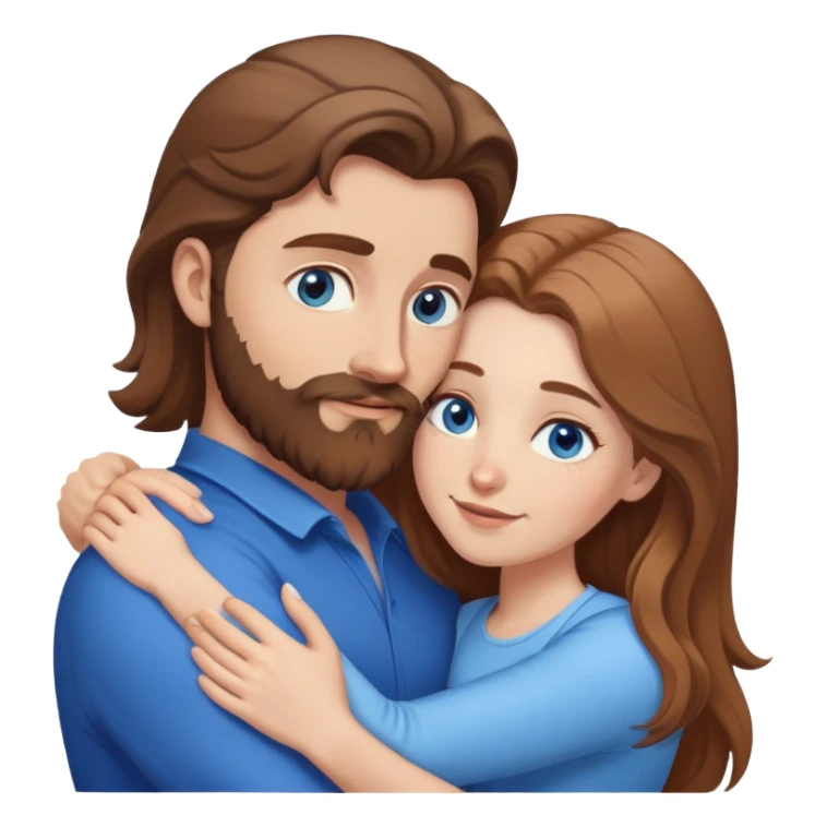 White man BROWN beard and BROWN hair hugging white woman with long light brown hair and blue eyes  sticker