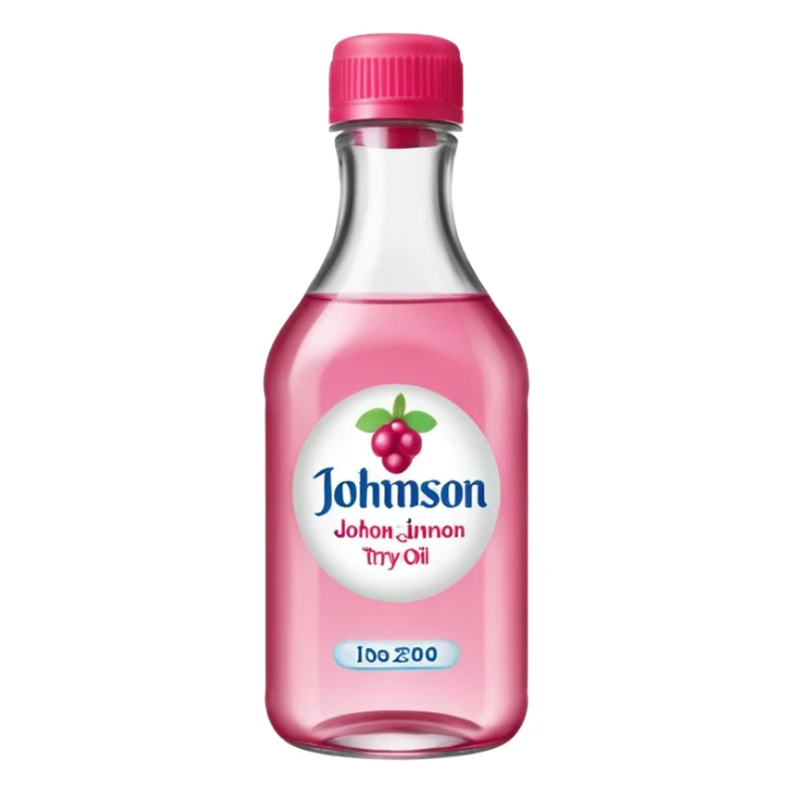 realistic Johnson and Johnson style bottle pink cap pink logo clear bottle with berry party logo with diddy oil and a berry on top bottle sticker