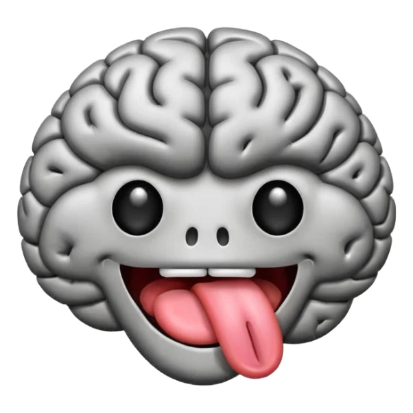 Tongue sticking out of brain emoji sticker