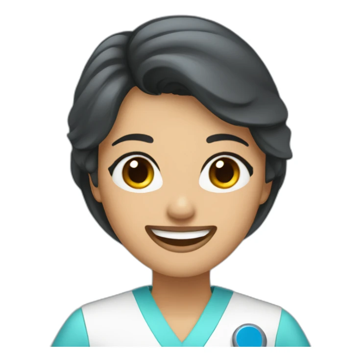 DENTISTA MUJER DE CABELLO NEGRO CON UNIFORME AZUL sticker
