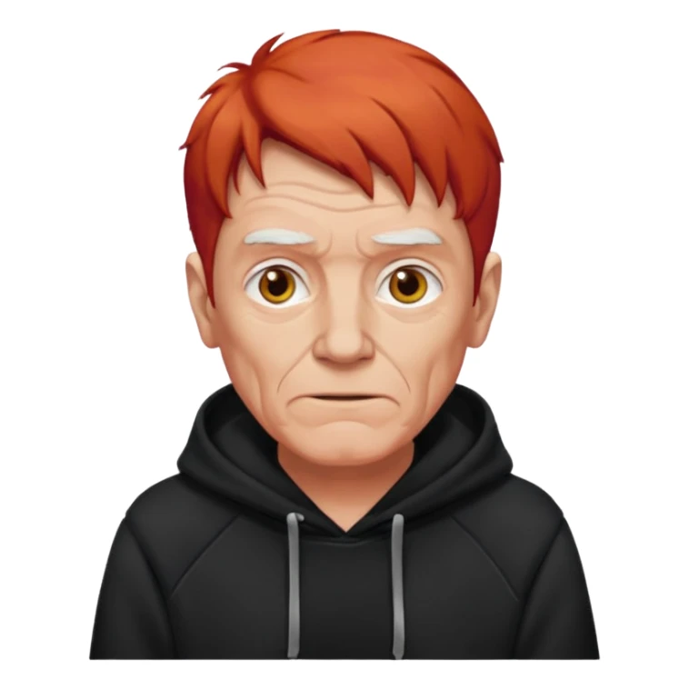 old manwith red hair and black hoodie sticker
