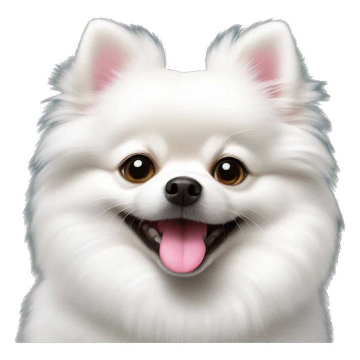 cute white miniature pomeranian with pink tongue sticker