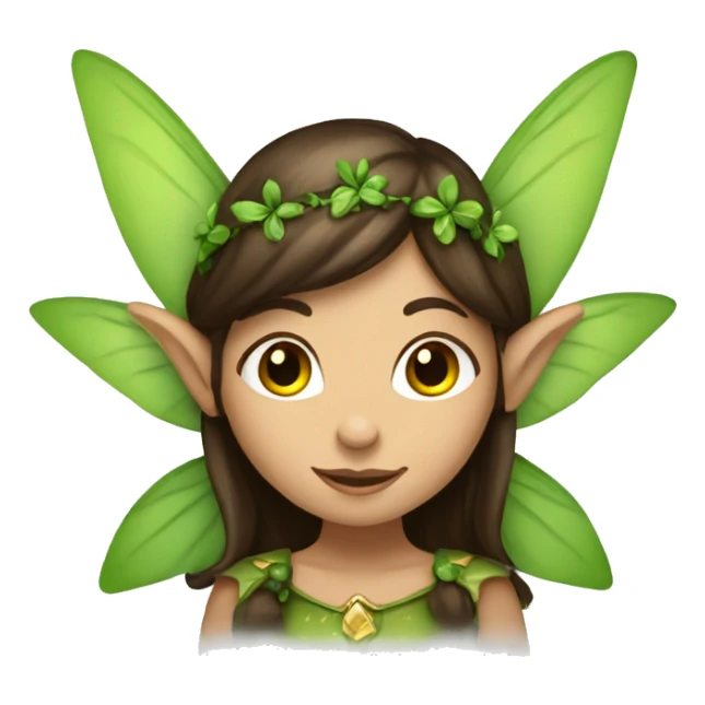 Brunette fairy elf dressed in Green and brown  sticker
