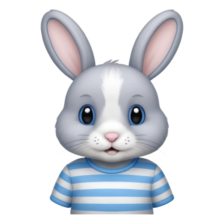 bunny wearing blue stripe tshirt sticker