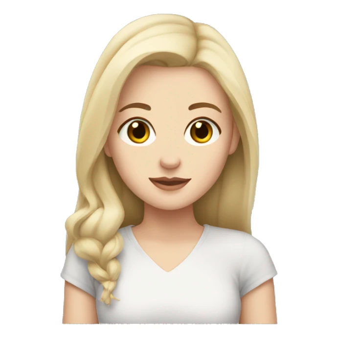 Blonde, white girl with brown eyes holding grey cat sticker