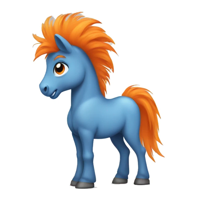 Full blue, young, boy pony cartoon with orange mohawk sticker