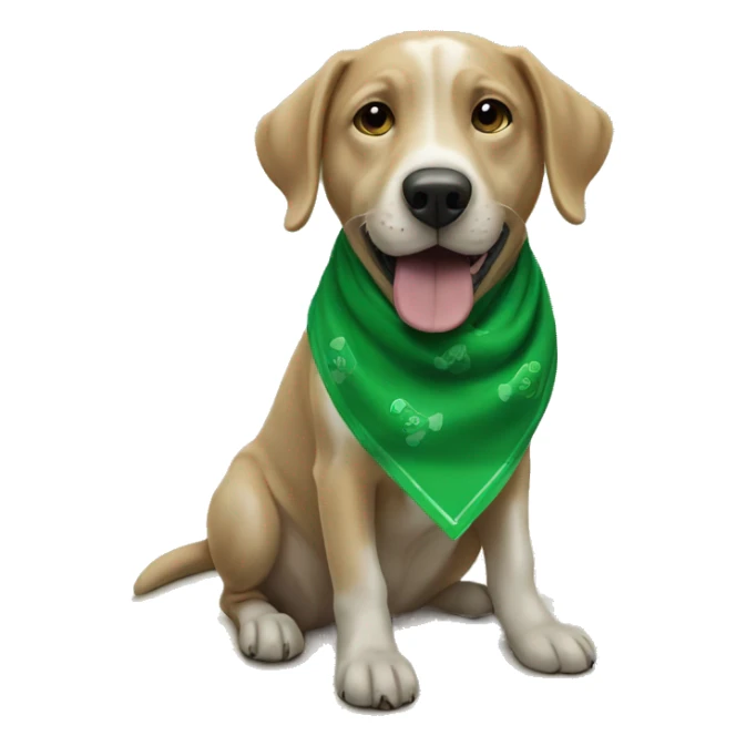 dog playing with ball green bandana sticker