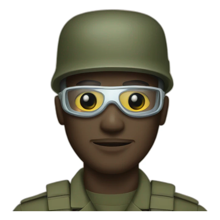 a military man in a Medical masks sticker