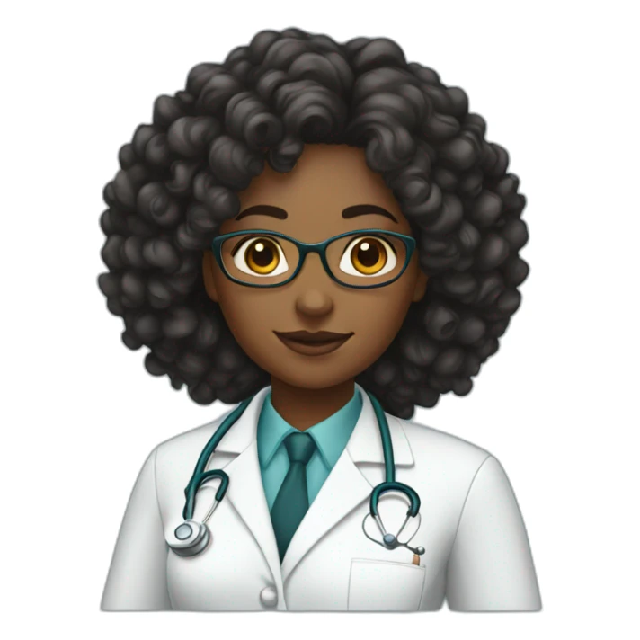 black woman doctor curly hair sticker