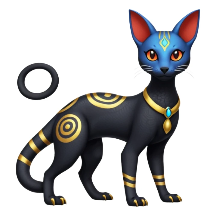 Salandit-Bastet-Umbreon-Fakémon-hybrid-creature (full body)  sticker