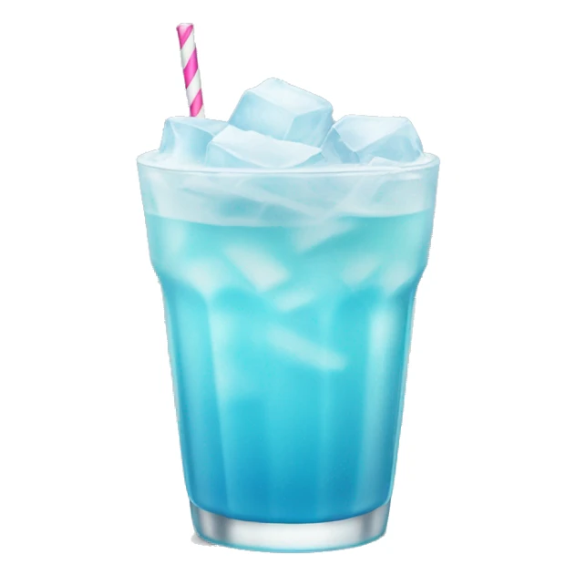 pastel blue drink with lots of ice and frosted glass sticker