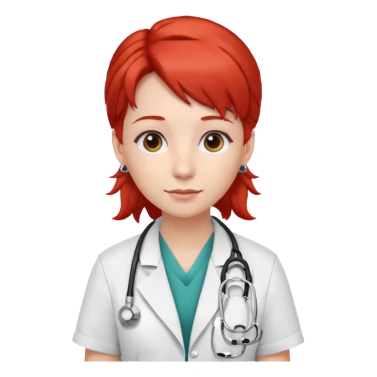 doctor with red hairclips sticker