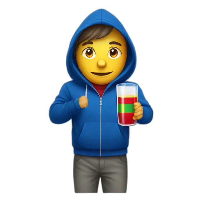 man in hoodie with moldova flag drink alcohol sticker