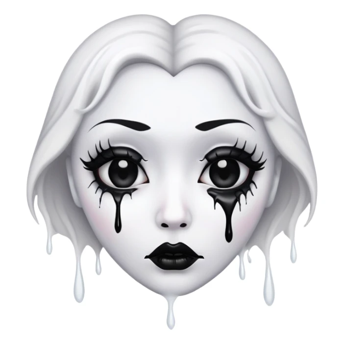 White heart with full makeup creepy face sticker